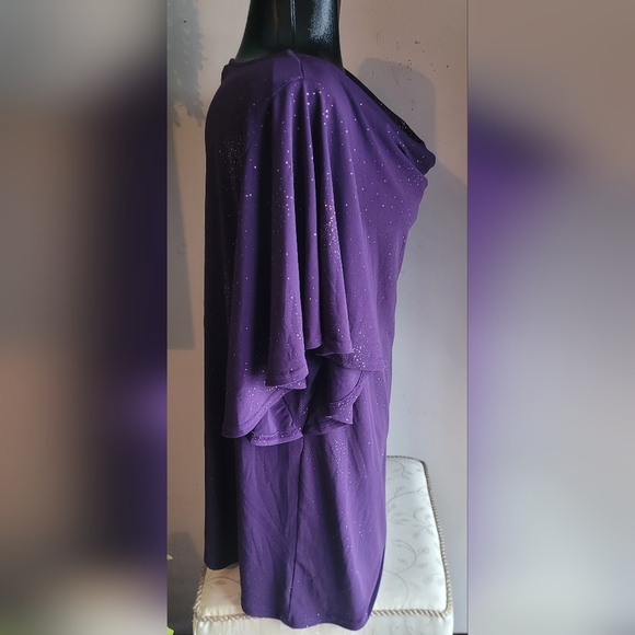 Reitmans Purple Shimmer Short Flutter Sleeve Drape Neck Top 2X - Picture 4 of 7